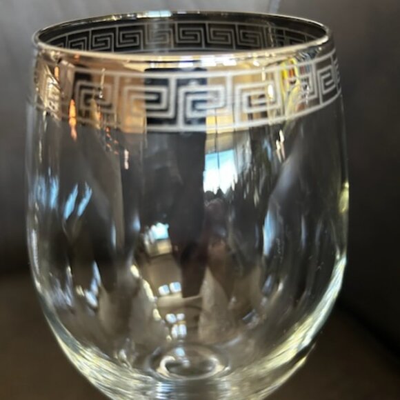 NWOT Vintage Italian Crystal Wine Champagne Glasses With Gold Trim Greek Design - Picture 11 of 13